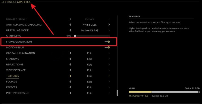 disable frame generation