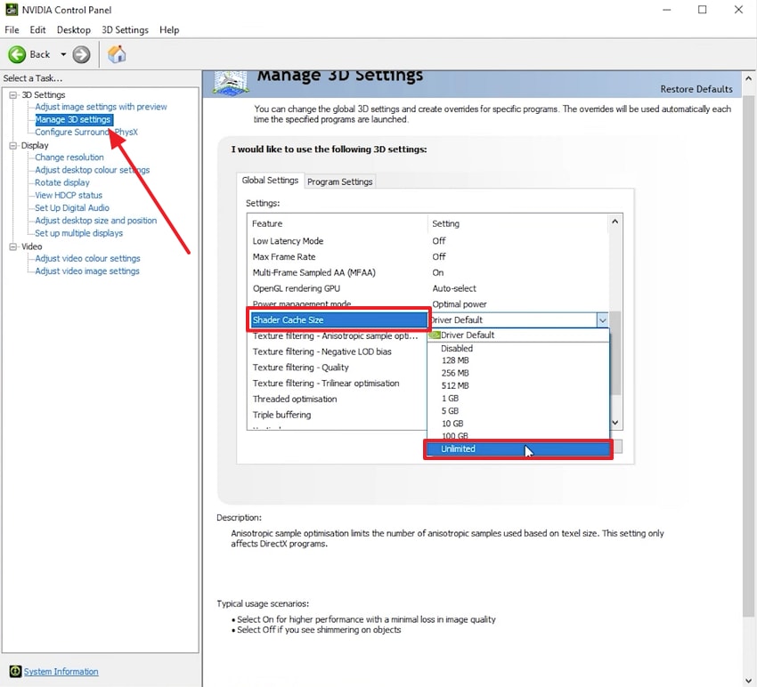 increase shader cache size