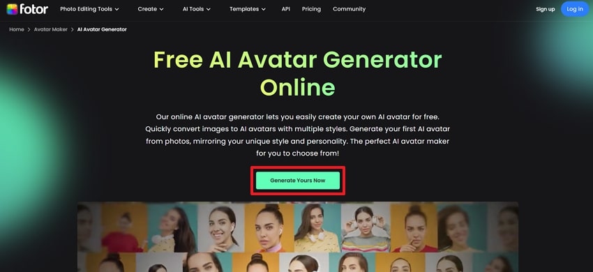 press generate yours now button