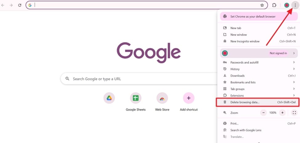 delete browsing data from browser