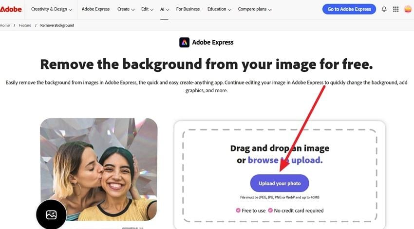 upload image for background removal