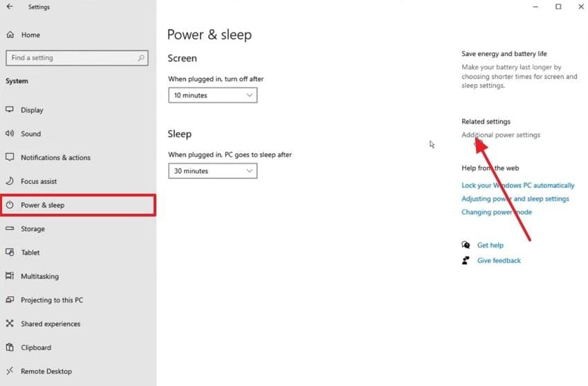 access power and sleep option