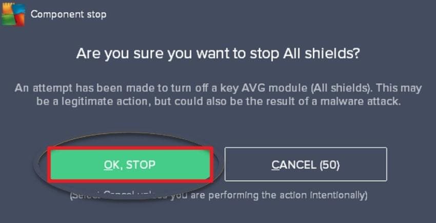 stop antivirus program