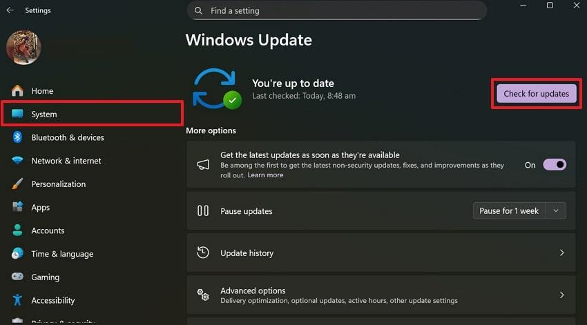 update your windows operating system