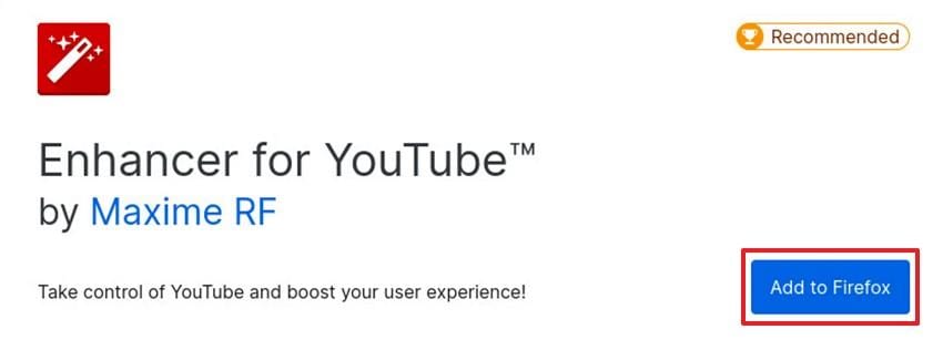 install enhancer for youtube extension