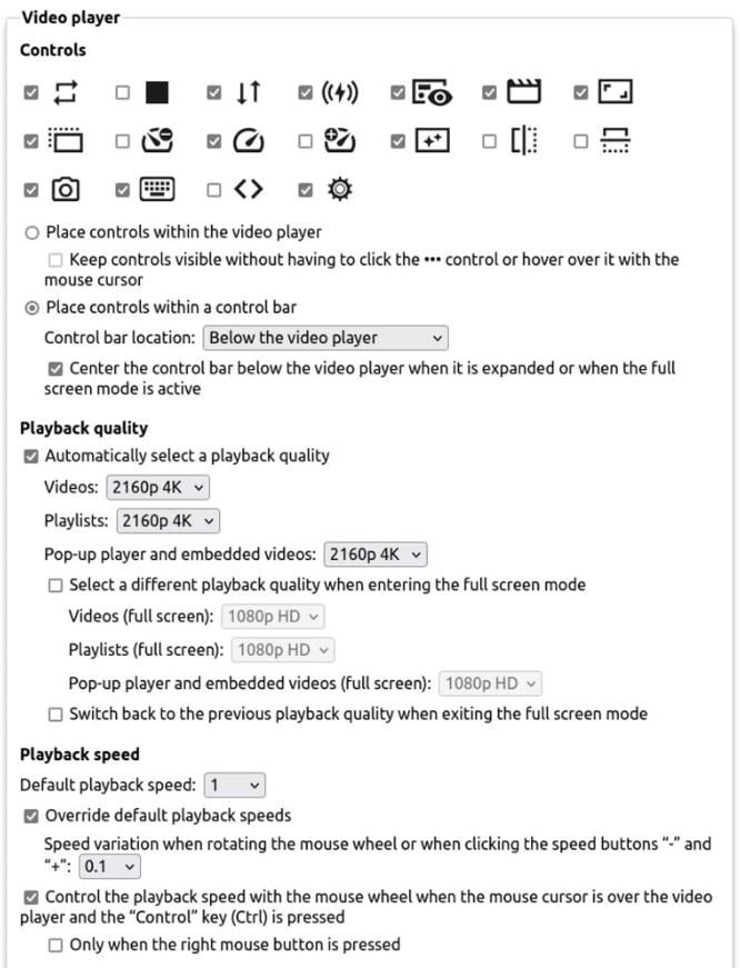 alter firefox youtube settings