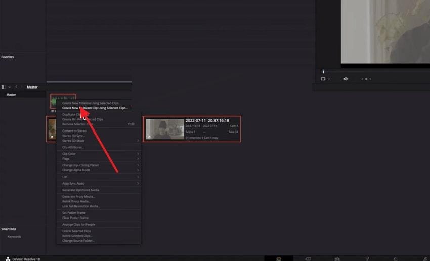 choose create new multicam clip option