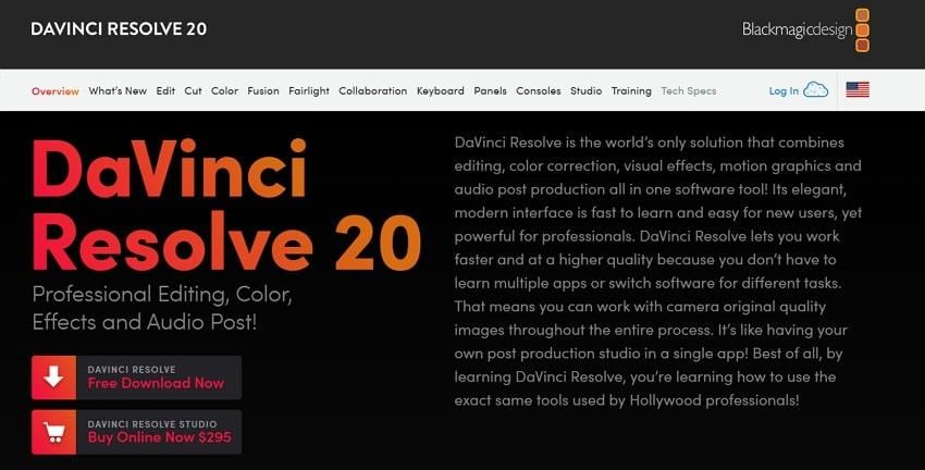 davinci resolve main interface