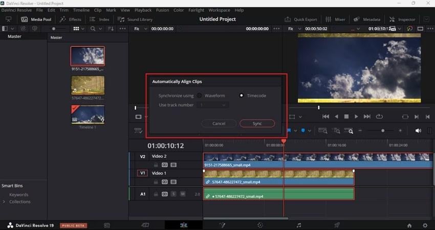 automatically align multiple clips