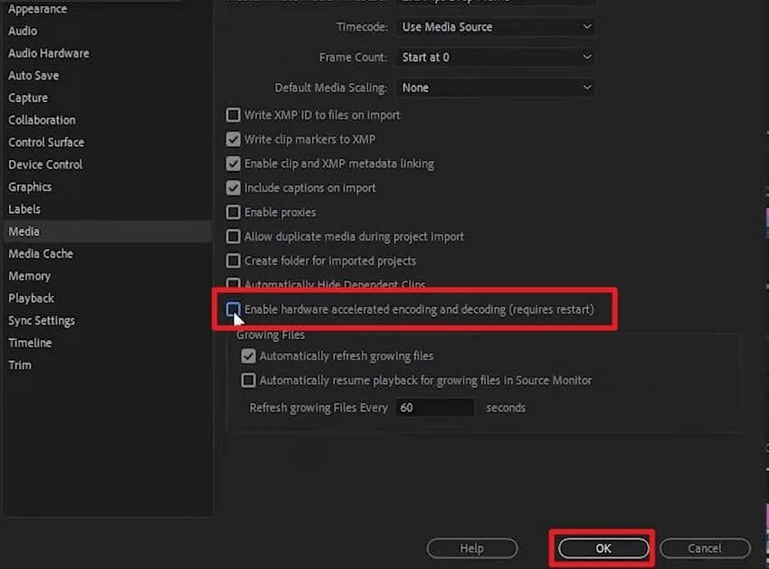 uncheck hardware accelerated encoding