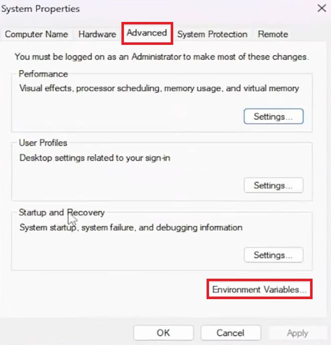advanced system settings