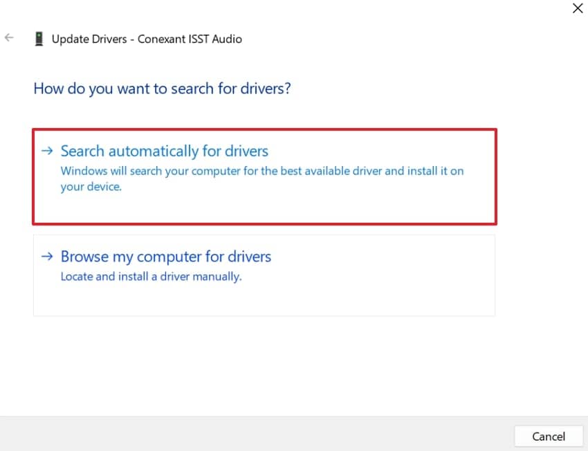 search automatically for drivers