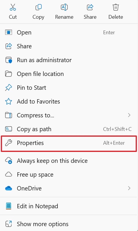 choose app properties