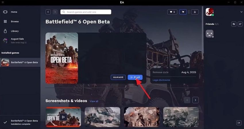 relaunch the game to reinstall files