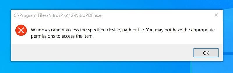 windows cannot access the specified path