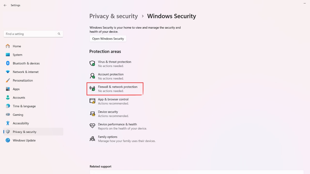 manage antivirus/firewall