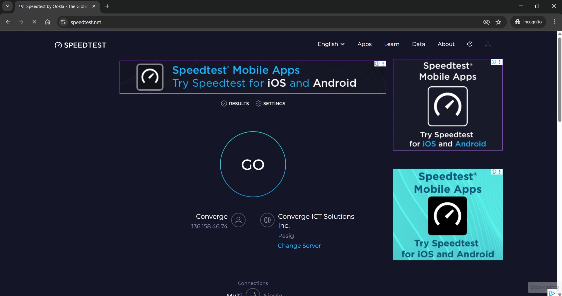check your internet connection