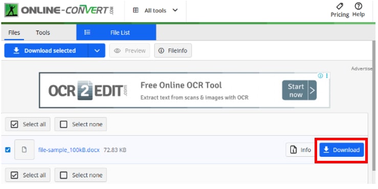 online convert download word file
