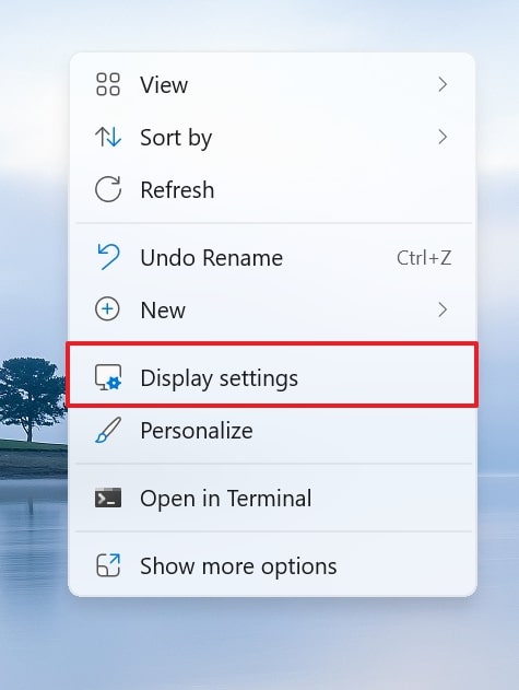 access the display settings