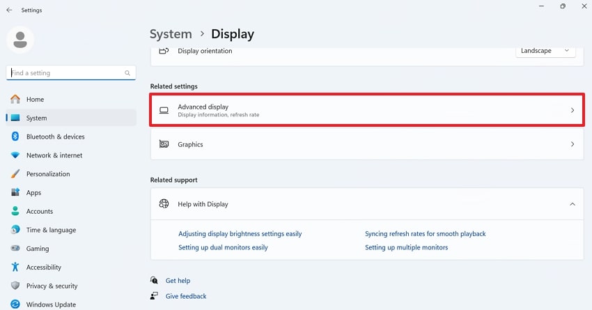 open advanced display