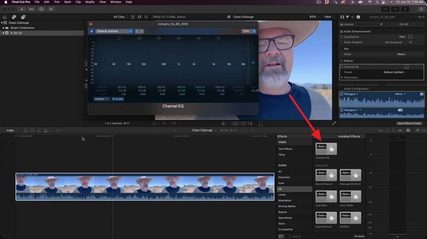 drop channel eq on clip