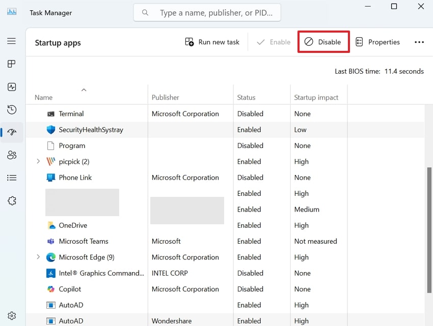 disable processes in task manager