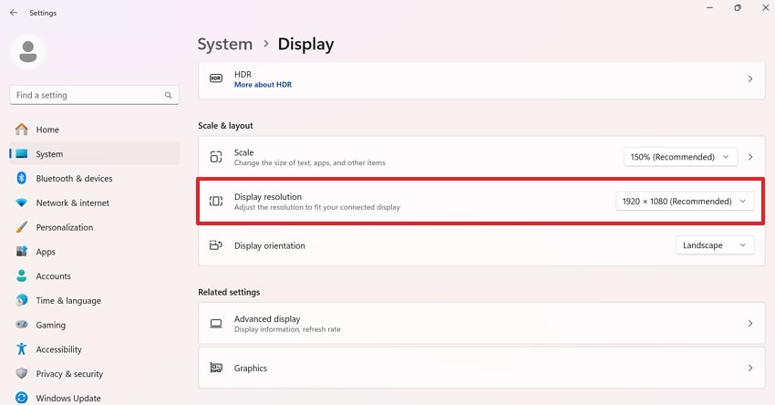 adjust display resolution