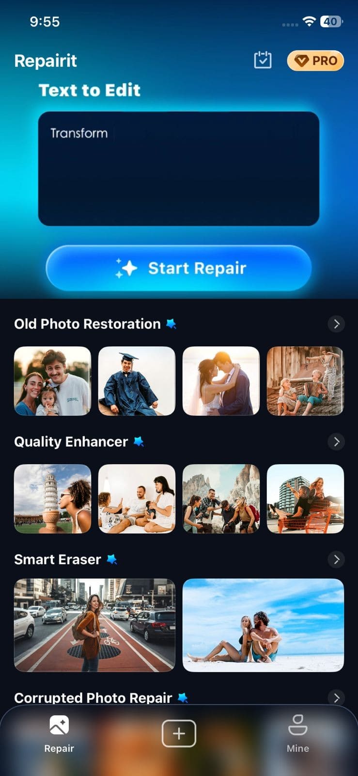 pick the start repair button