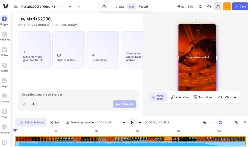 veed online tiktok video creator