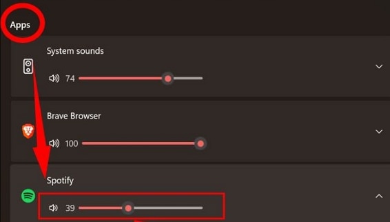 spotify volume on volume mixer