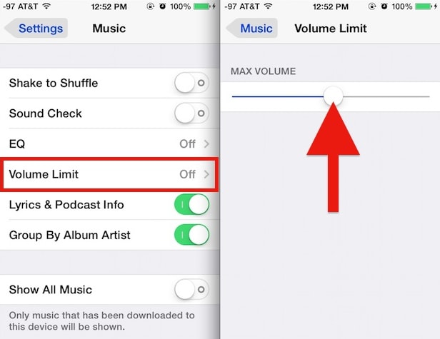 go to iphone volume limit