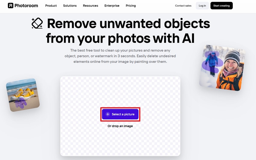 insert picture on photoroom