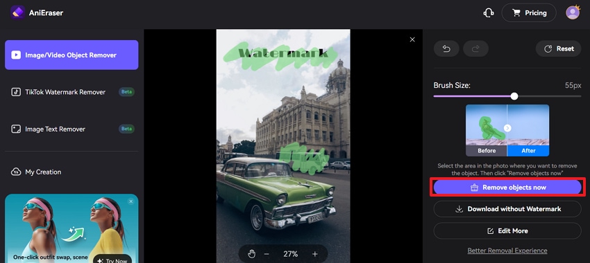 remove object on media.io