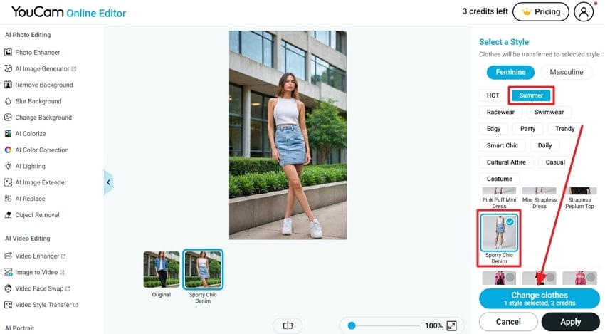 pick dress on youcam online editor
