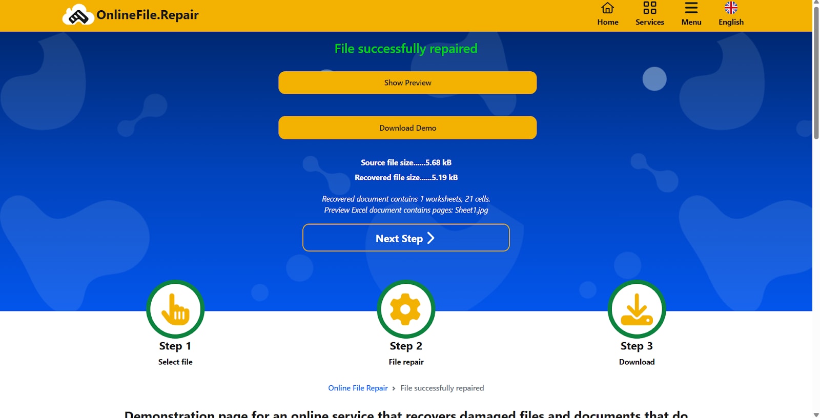 onlinefile save the repaired excel