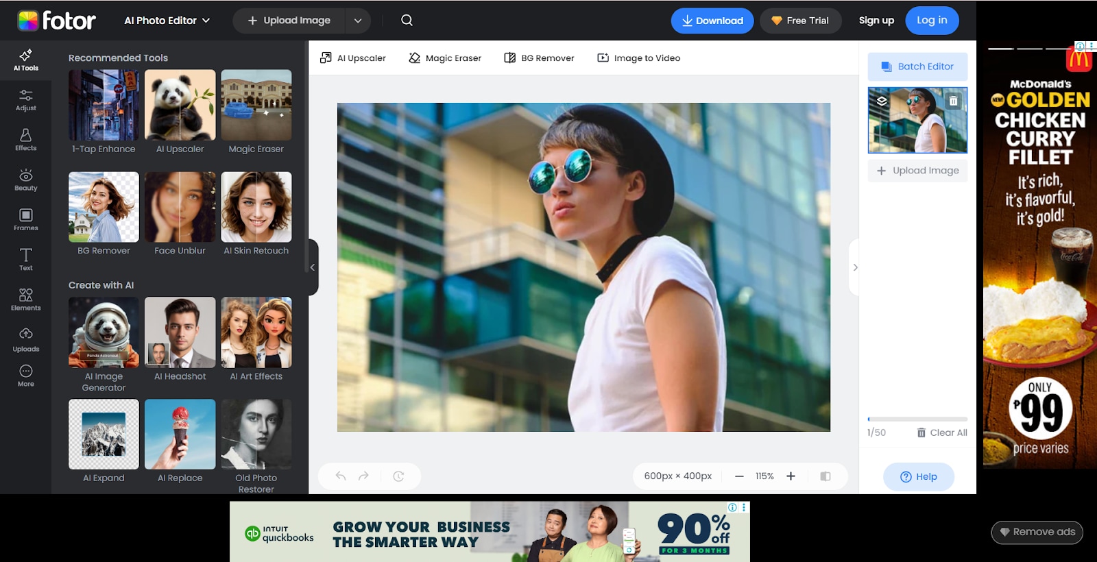 adjust settings in fotor