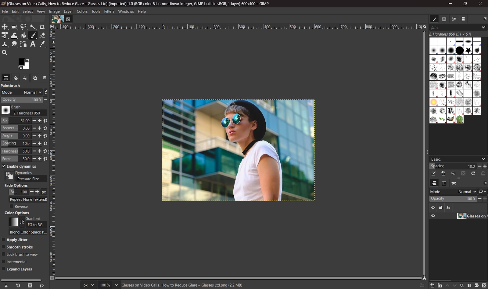 upload glared photo in gimp
