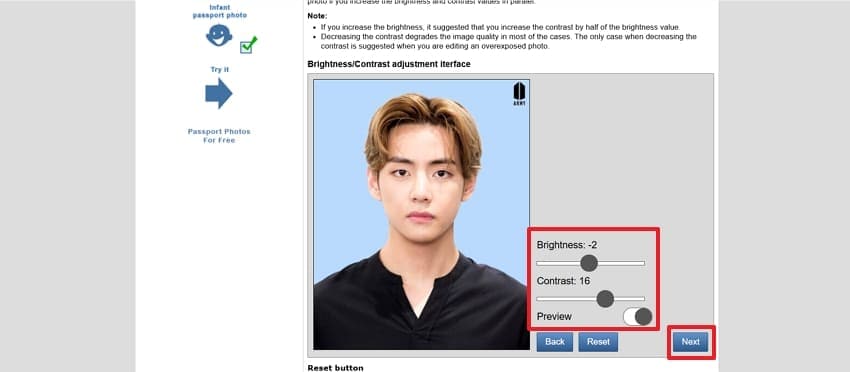 adjust brightness and click next