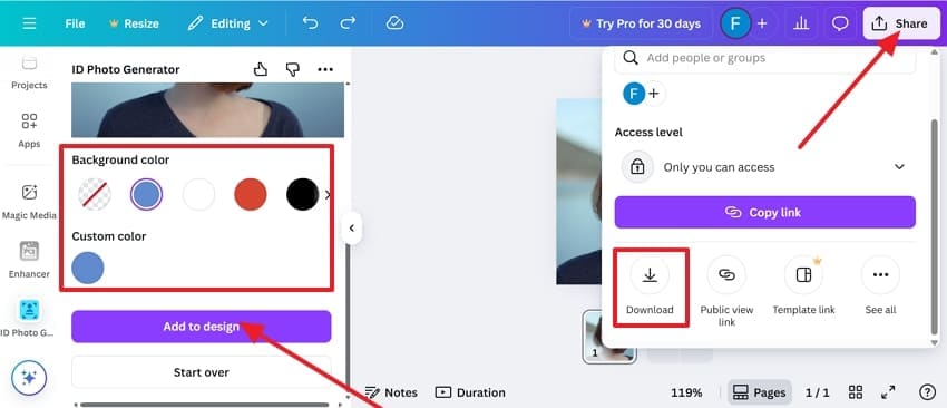 change background and save photo