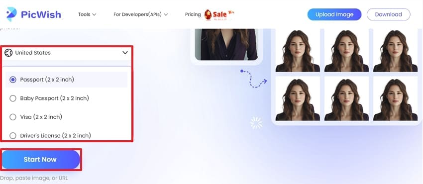 press start to upload picture