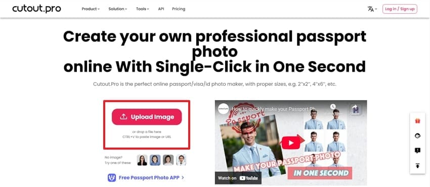 access cutout pro and upload image