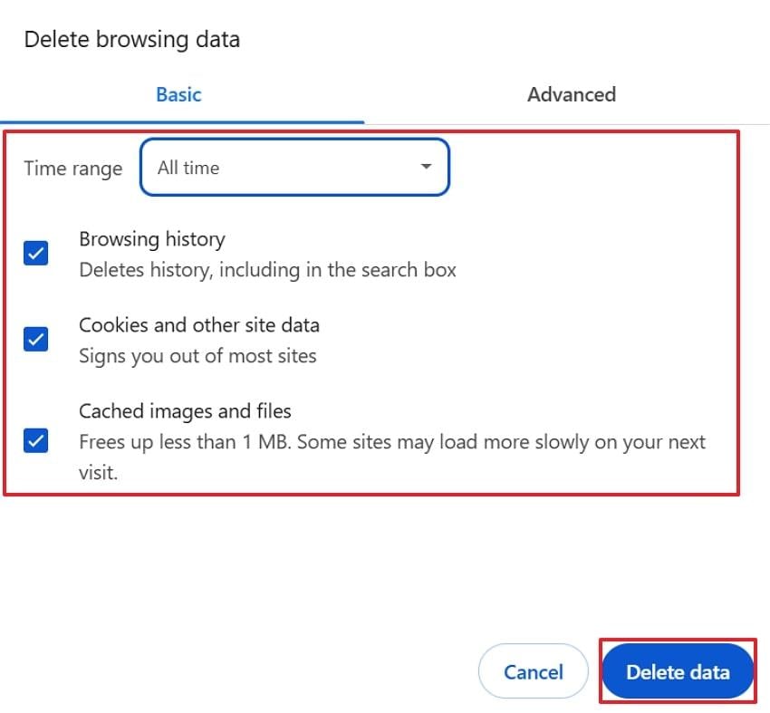 erase cached data