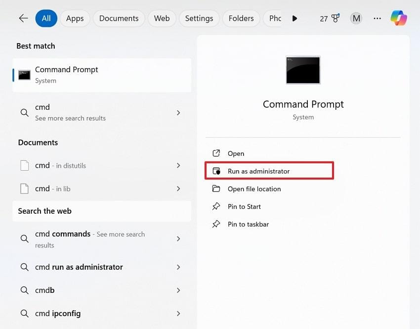open the command prompt