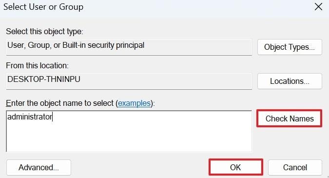 check names and change ownership