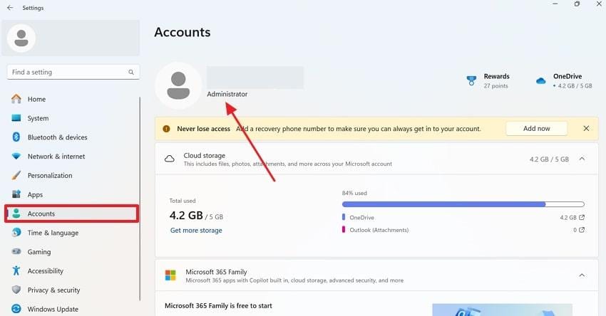 ensure admin account