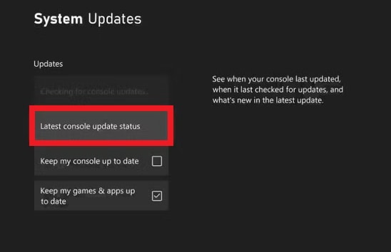 latest console update status