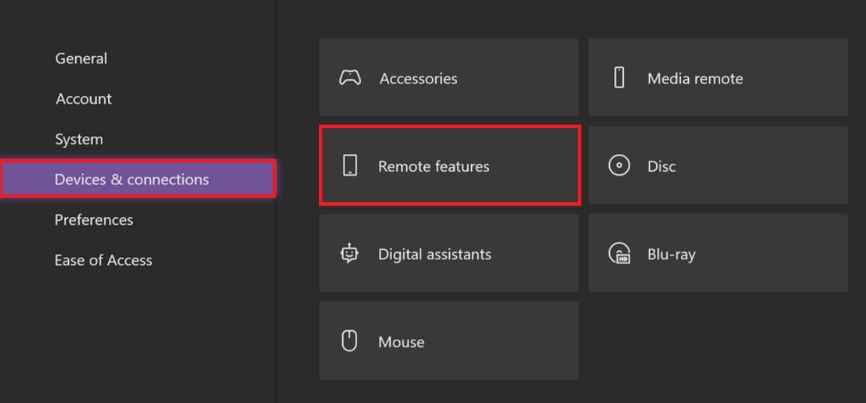 device and connections remote features
