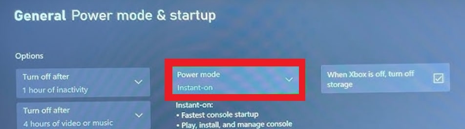 instant on power mode