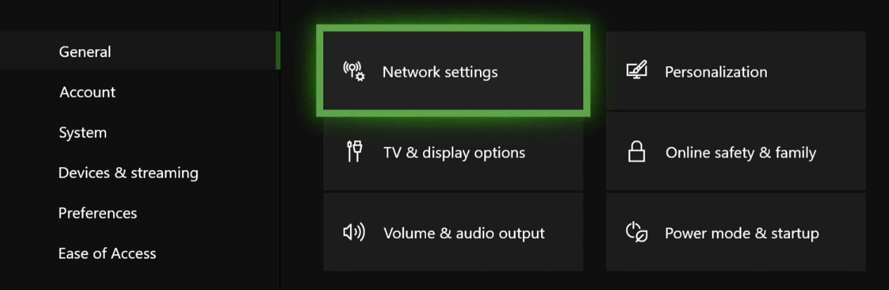 xbox network settings
