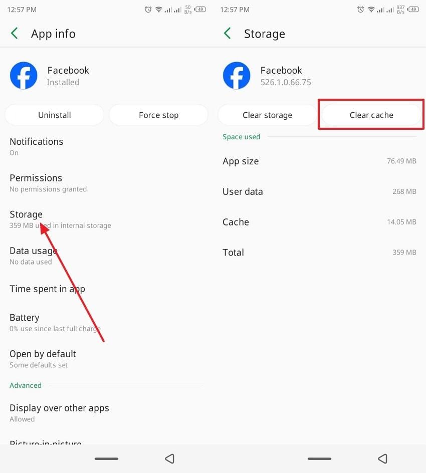 clear facebook cache